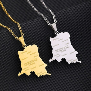 Democratic Republic of the Congo Map Necklace