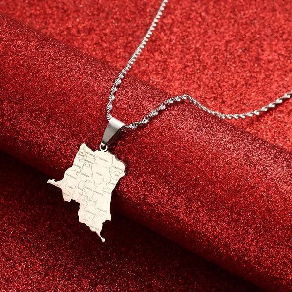 Democratic Republic of the Congo Map Necklace