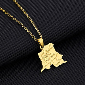 Democratic Republic of the Congo Map Necklace