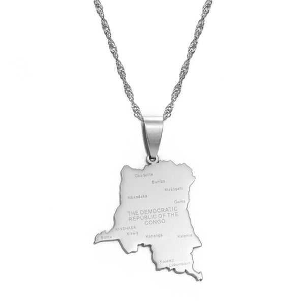 Democratic Republic of the Congo Map Necklace