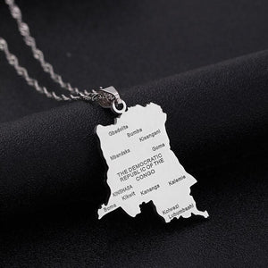 Democratic Republic of the Congo Map Necklace