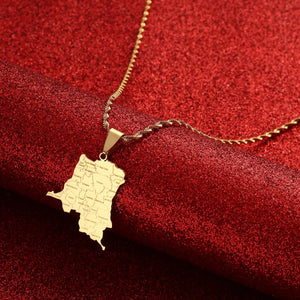 Democratic Republic of the Congo Map Necklace