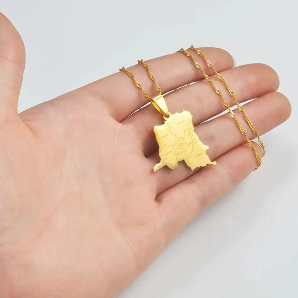 Democratic Republic of the Congo Map Necklace