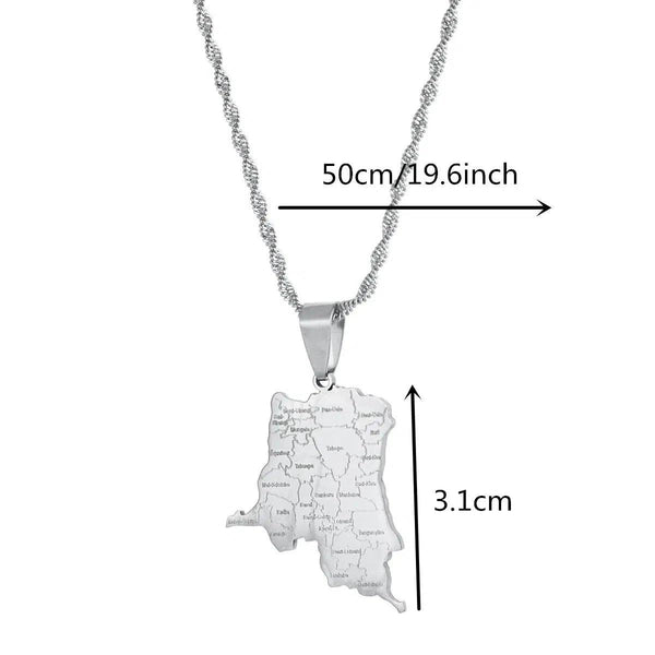 Democratic Republic of the Congo Map Necklace