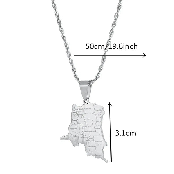 Democratic Republic of the Congo Map Necklace