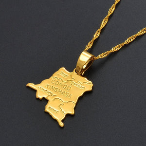 Democratic Republic of the Congo Map Necklace