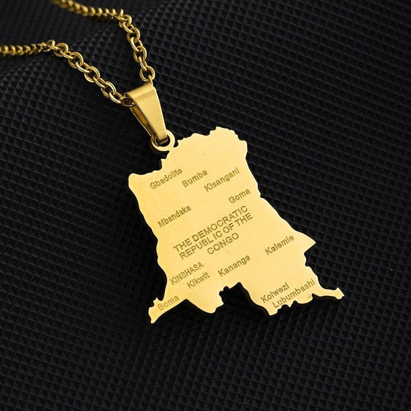 Democratic Republic of the Congo Map Necklace