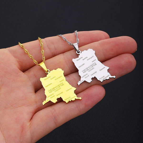 Democratic Republic of the Congo Map Necklace