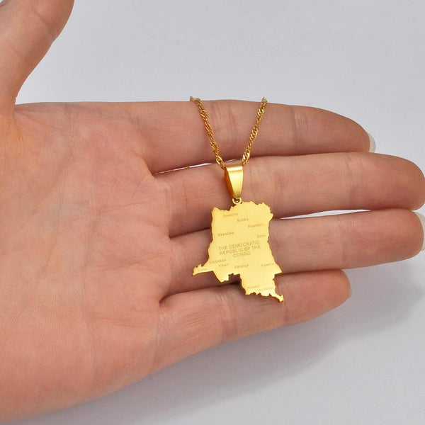 Democratic Republic of the Congo Map Necklace