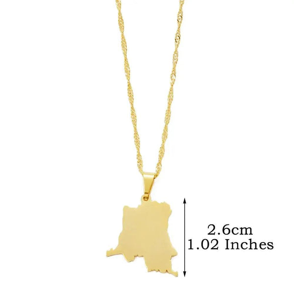 Democratic Republic of the Congo Map Necklace