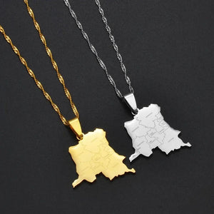 Democratic Republic of the Congo Map Necklace