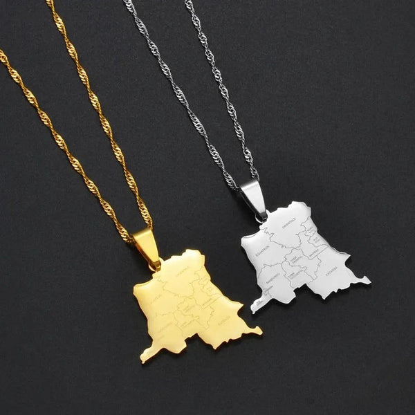 Democratic Republic of the Congo Map Necklace