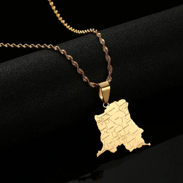 Democratic Republic of the Congo Map Necklace