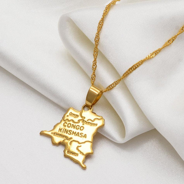 Democratic Republic of the Congo Map Necklace