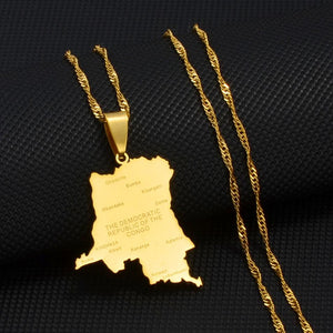 Democratic Republic of the Congo Map Necklace