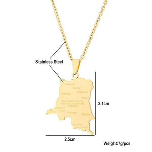 Democratic Republic of the Congo Map Necklace