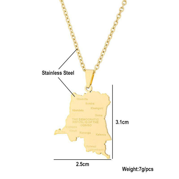 Democratic Republic of the Congo Map Necklace