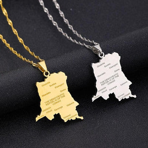 Democratic Republic of the Congo Map Necklace