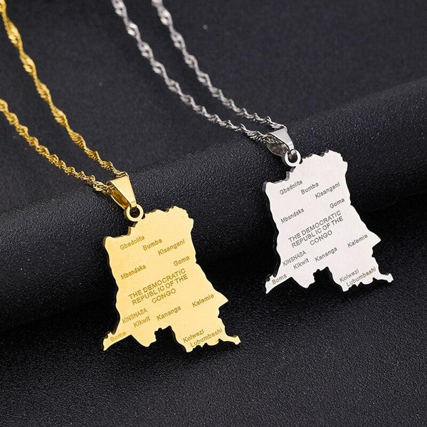 Democratic Republic of the Congo Map Necklace