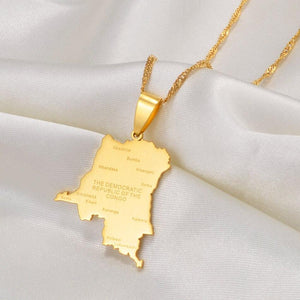 Democratic Republic of the Congo Map Necklace