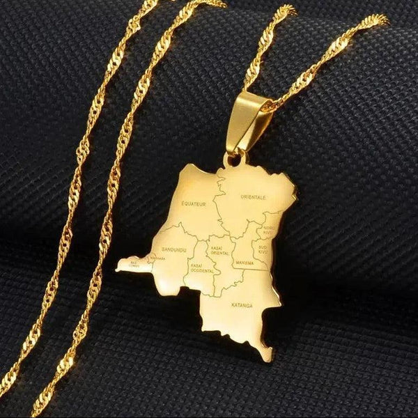 Democratic Republic of the Congo Map Necklace