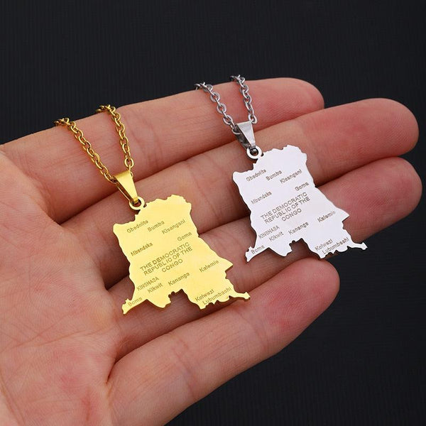 Democratic Republic of the Congo Map Necklace