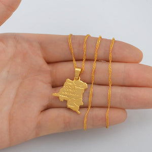 Democratic Republic of the Congo Map Necklace