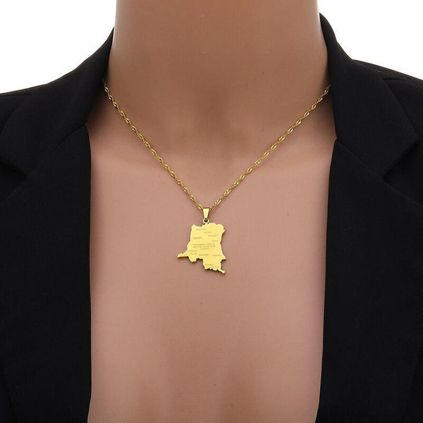 Democratic Republic of the Congo Map Necklace