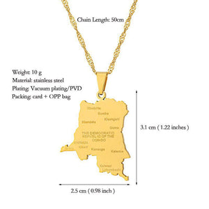 Democratic Republic of the Congo Map Necklace