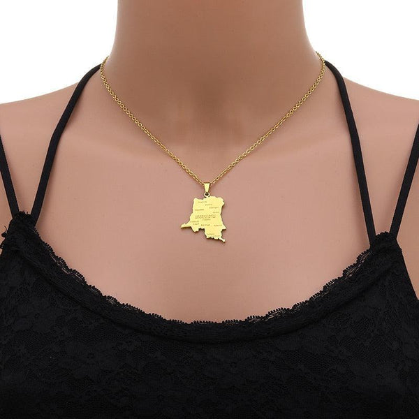 Democratic Republic of the Congo Map Necklace