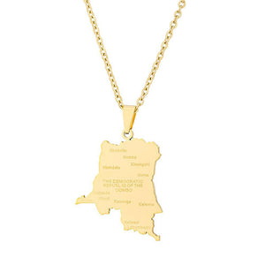 Democratic Republic of the Congo Map Necklace