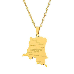 Democratic Republic of the Congo Map Necklace