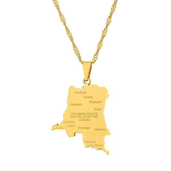 Democratic Republic of the Congo Map Necklace