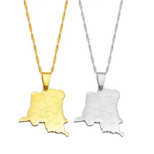 Democratic Republic of the Congo Map Necklace