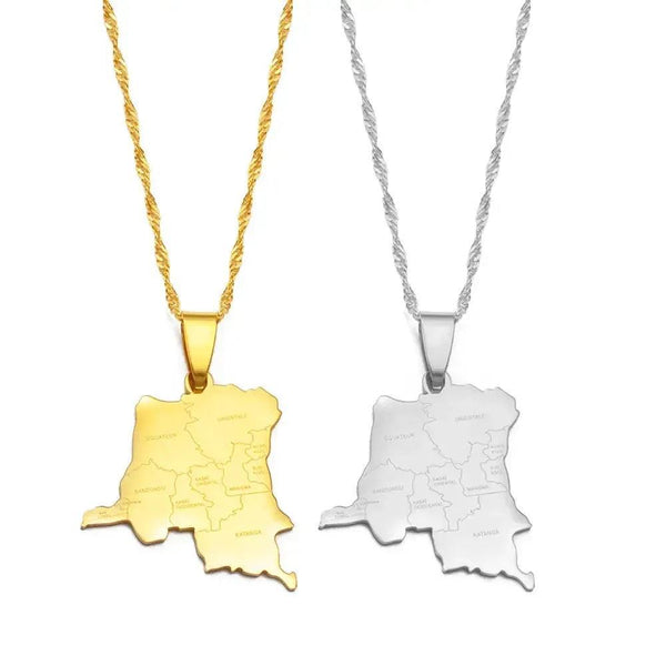 Democratic Republic of the Congo Map Necklace