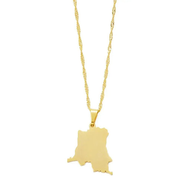 Democratic Republic of the Congo Map Necklace