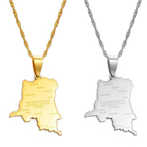 Democratic Republic of the Congo Map Necklace