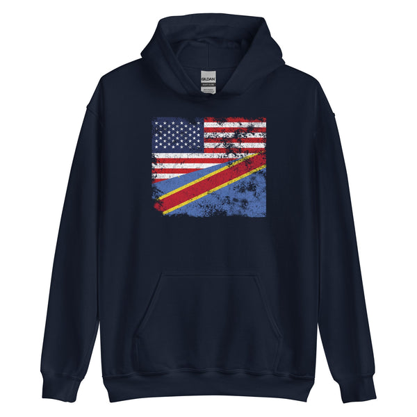 Democratic Republic of the Congo USA Flag Hoodie