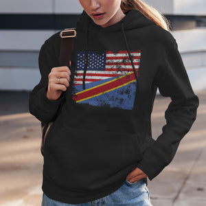 Democratic Republic of the Congo USA Flag Hoodie