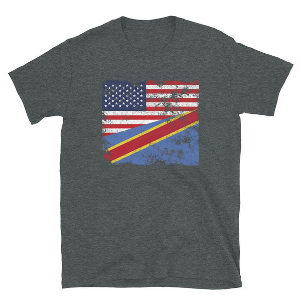 Democratic Republic of the Congo USA Flag T-Shirt
