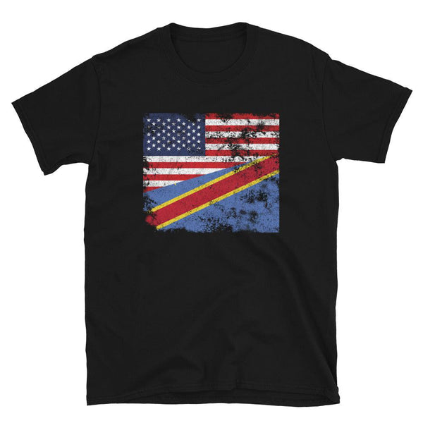 Democratic Republic of the Congo USA Flag T-Shirt