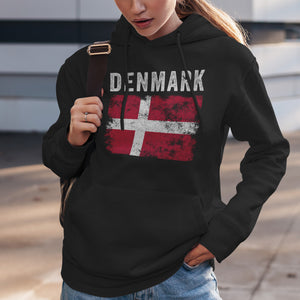 Denmark Flag Distressed - Danish Flag Hoodie