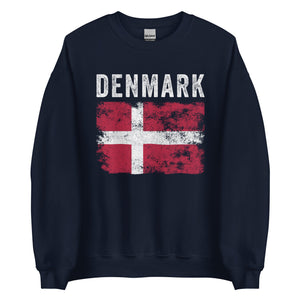 Denmark Flag Distressed - Danish Flag Sweatshirt