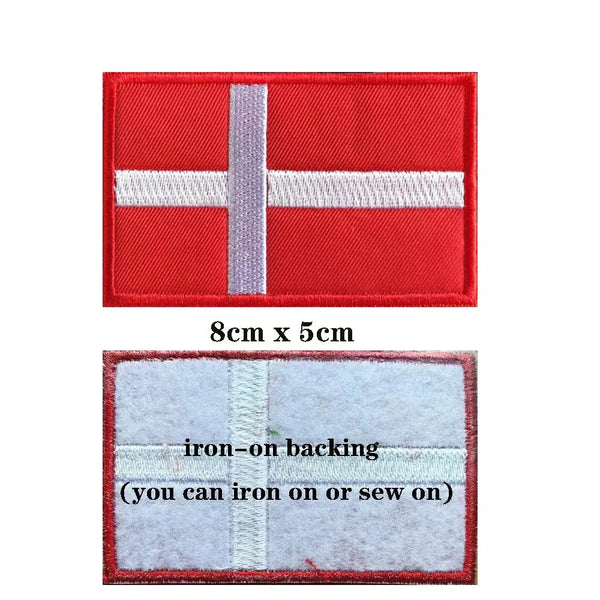 Denmark Flag Patch - Iron On/Hook & Loop Patch