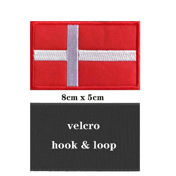 Denmark Flag Patch - Iron On/Hook & Loop Patch