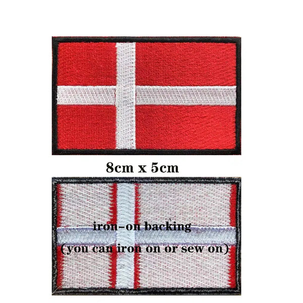 Denmark Flag Patch - Iron On/Hook & Loop Patch