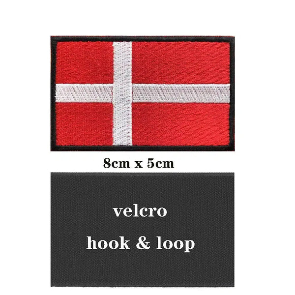 Denmark Flag Patch - Iron On/Hook & Loop Patch