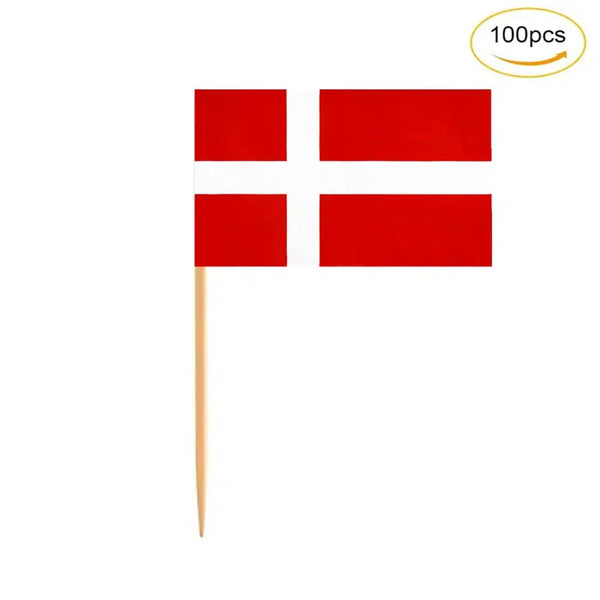 Denmark Flag Toothpicks - Cupcake Toppers (100Pcs)