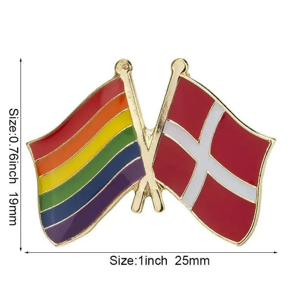 Denmark Friendship Flag Lapel Pin Collection - Enamel Pin Flag
