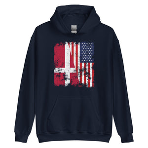 Denmark USA Flag - Half American Hoodie